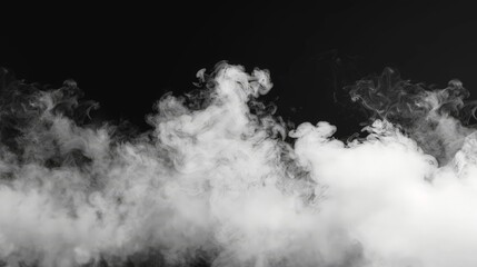 Abstract White Smoke on Black Background Atmospheric Fog, Vaping, Steam, Mist, and Vapor Design