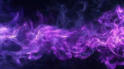 Obraz premium Neon purple smoke swirling against a black backdrop. Mysterious and enchanting vapor art