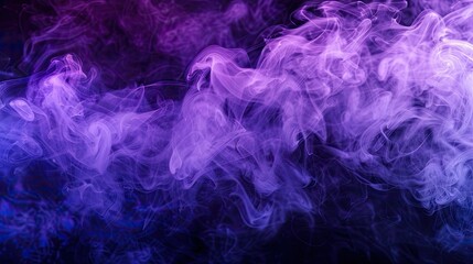 Obraz premium Neon purple smoke swirling against a black backdrop. Mysterious and enchanting vapor art