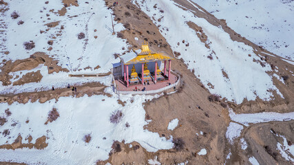 Picturesque view of the Key Gompa Monastery (4166 m) at sunrise. Spiti valley, Himachal Pradesh,...