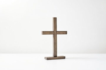 Naklejka premium Wooden Cross on a White Background