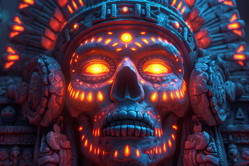 Synthwave Aztec Symbols: Neon Tribal Fusion