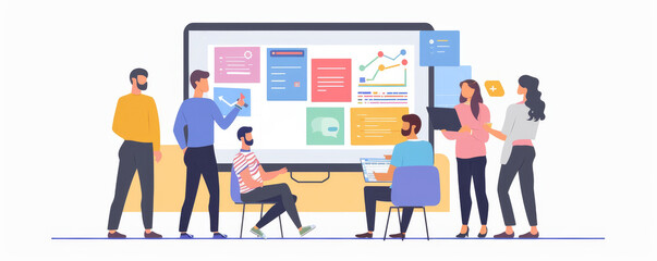 Leading Digital Transformation: Business Executive Presenting Strategic Plans to Engaged Team with Screens