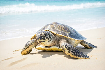 Obraz premium Sea Turtle on a Beach