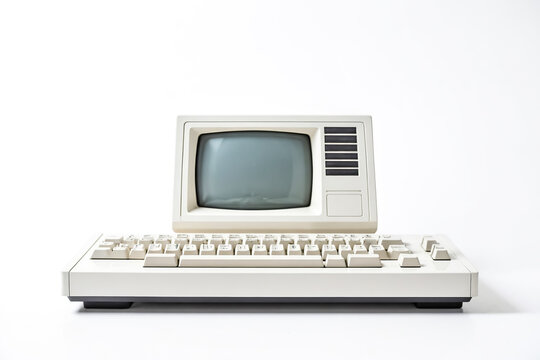 Vintage computer with blank screen