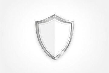Silver Shield Icon on White Background