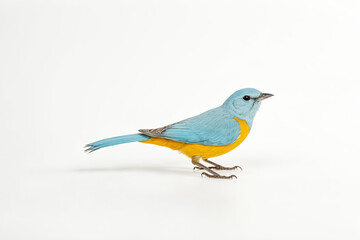 Blue and Yellow Bird on White Background