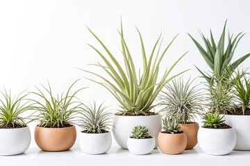 Obraz premium Succulents and Air Plants in Minimalist White Pots