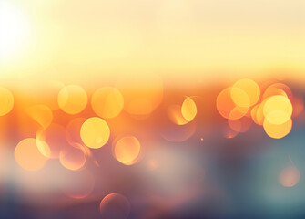 Abstract blurred background of sunset light, blurred light orange and yellow color gradient, blurred background with bokeh effect. Vector illustration. Background for design in the