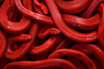 Fototapeta premium Close up of snakes tangled together. Chinese new year 2025 background. Year of the snake