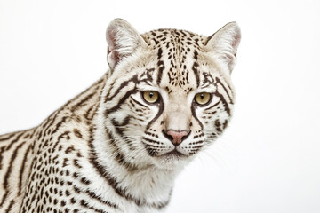 Fototapeta premium Close-up of a Wild Cat with a White Background