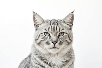 Fototapeta premium Close-up Portrait of a Grey Tabby Cat with Green Eyes