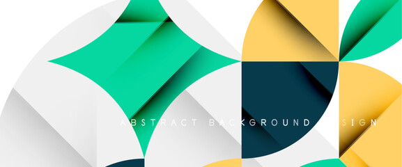 Minimal geometric elements on white. Petals, round triangles, star