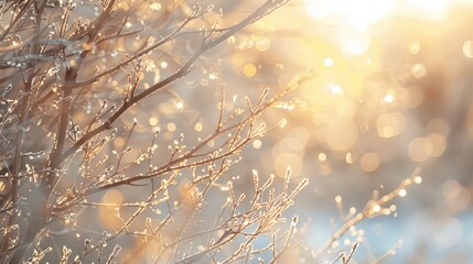 Fototapeta premium Winter Branches Glistening in the Sun s Rays
