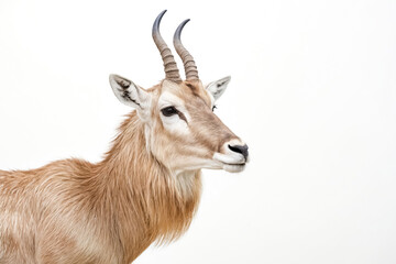 Close-up of a Sitatunga Antelope with a White Background