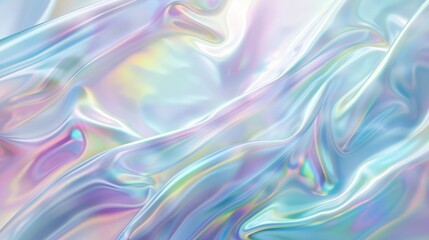 Obraz premium Iridescent Holographic Fabric Background with Pastel Colors and Glossy Texture