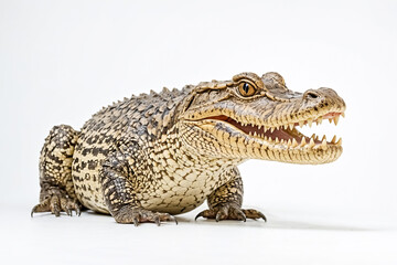 Naklejka premium Baby Crocodile With Open Mouth On White Background