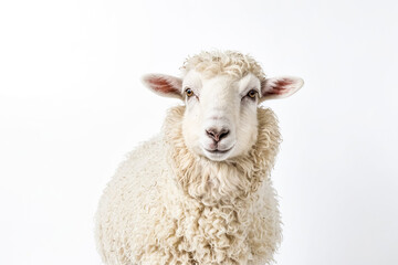 Fototapeta premium Close-up of a fluffy sheep looking at the camera