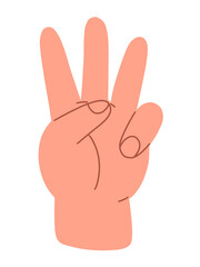 Counting with fingers. Hand gesturing. Flat illustration isolated on white background