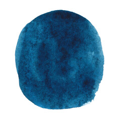 Oil art brush painted textured stripes isolated on white background, round palette watercolor blue strokes