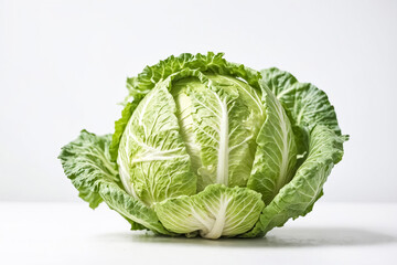 Obraz premium Fresh Green Cabbage on White Background