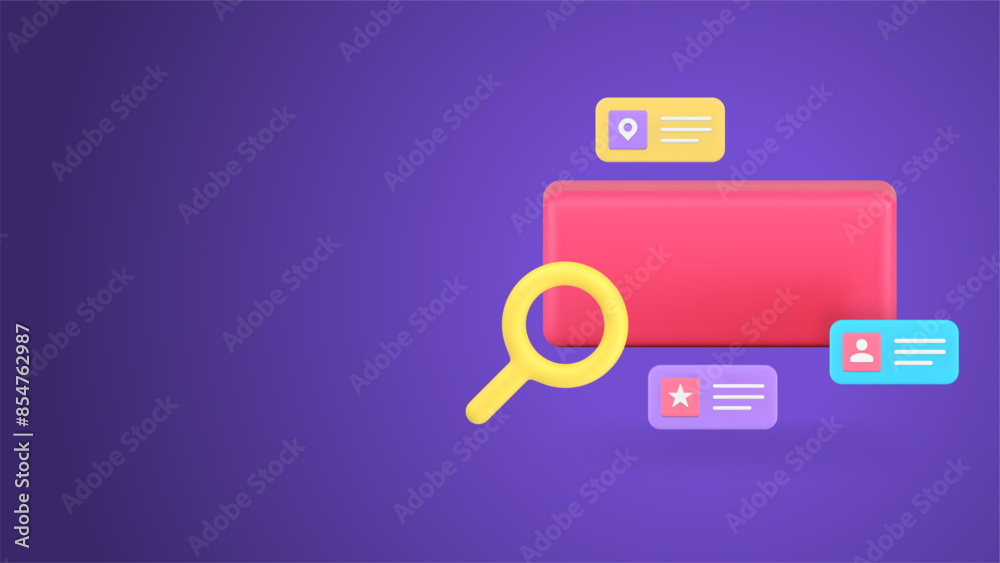 Poster nft media file management library searching image video in digital database 3d icon realistic vector