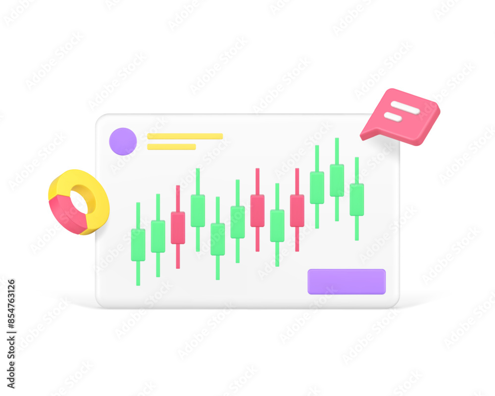Poster business project dynamic analyzing optimization planning graph workflow 3d icon realistic vector