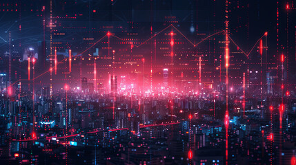 Fototapeta premium Candlestick chart depicting stock market investment trading, with bullish and bearish points