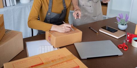 Friends Collaboration on Online Business, Packing and Shipping Products from Home Office