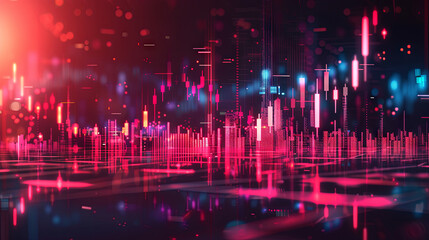 Fototapeta premium Candlestick chart depicting stock market investment trading, with bullish and bearish points