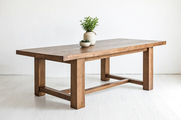 Fototapeta premium Rustic Wooden Table with Plant Decor