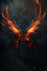 Fototapeta premium Dark Fantasy Flaming Wings with Glowing Effects