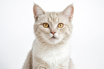 Fototapeta premium Portrait of a White Cat with Yellow Eyes