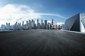 Empty asphalt road and cityscape in modern city © zhao dongfang