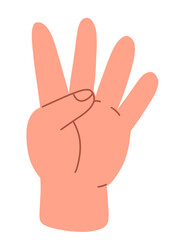 Counting with fingers. Hand gesturing. Flat illustration isolated on white background