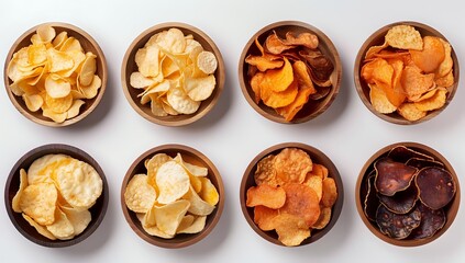 Wooden Bowls with Potato Chips