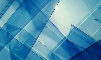 Fototapeta premium blue glass elements minimalist sharp blue and white gradient background