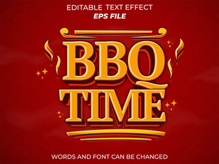 bbq time text effect, font editable, typography, 3d text. vector template