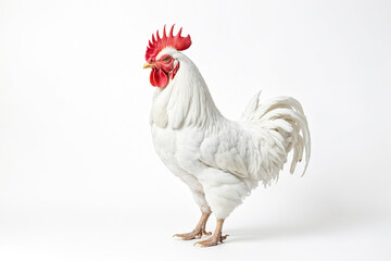 Fototapeta premium White Rooster on White Background