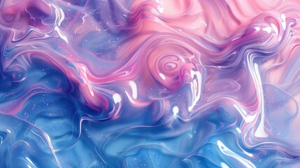 Obraz premium background texture. Holographic pink and blue molten plastic jelly wave