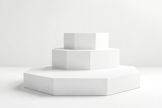 White Octagon Shaped Platform on White Background