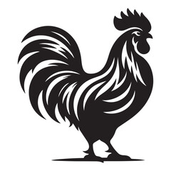vector silhouette chicken design, farm animal clipart