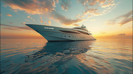 A luxury yacht meticulously crafted, The sleek and modern vessel elegantly glides across....