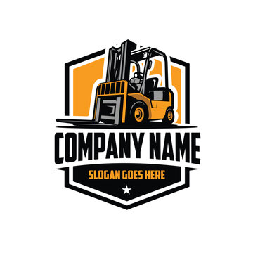 Forklift Company Ready Made Emblem Badge Logo Vector Best for Moving Company and Industrial Related Logo