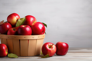 Basket of Fresh Red Apples Displaying Vibrant Colors and Natural Shine