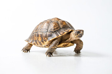 Obraz premium Tortoise Walking on White Background