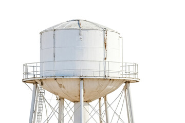 White Water Tower Isolated on White Background