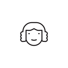 Judge vector on a icon. Woman icon. Editable icon.