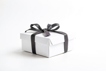 Obraz premium White Gift Box with Black Ribbon