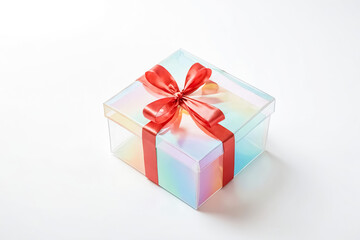 Obraz premium Clear Gift Box with Red Ribbon